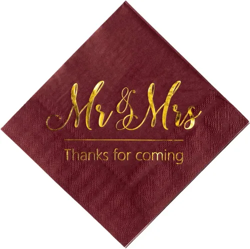 Vista 7 de Crisky Servilletas de boda Mr Mrs Bule - Servilletas doradas de postre para boda, ducha, compromiso, fiestas, 100 unidades, 3 capas