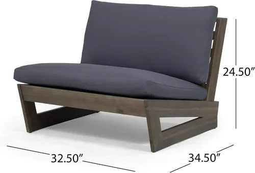 Vista 3 de GDFStudio - Sillas de madera de acacia para exteriores con cojines (juego de 2), gris y gris oscuro