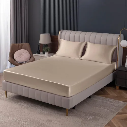 Vista 26 de Homiest Sábana bajera ajustable de satén azul bebé, tamaño individual, bolsillo profundo, ropa de cama lujosa y ultrasuave