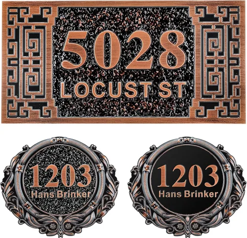 Vista 34 de Letrero de dirección fundido personalizado con número de casa, placa de dirección de casa de 12 pulgadas, letrero de número de Steet House