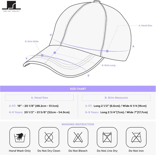 Vista 7 de Gorra de béisbol lisa de algodón y mezclilla de perfil bajo lavado para niños UPF 50+