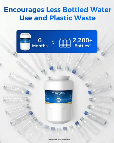 Vista 8 de Waterdrop Plus WDP-F13 - Filtro de agua de repuesto para GE® MWF®, SmartWater® MWFP, HDX FMG-1, MWFA, WFC1201, RWF0600A, Kenmore® 469991