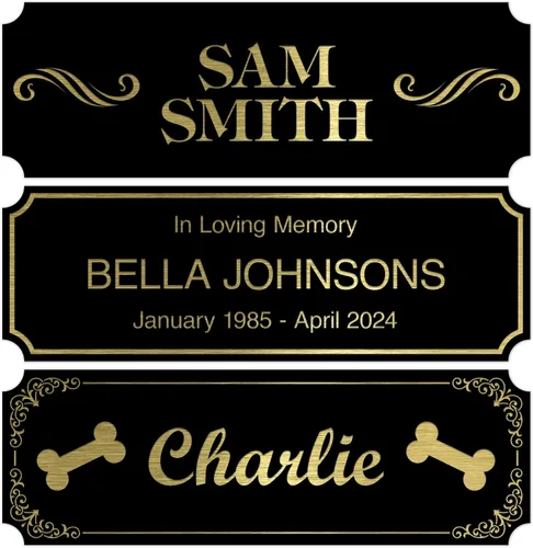Vista 9 de Placa de identificación grabada personalizada, placa de nombre personalizada de aluminio cepillado / negro, 1 x 3 pulgadas, material de impacto