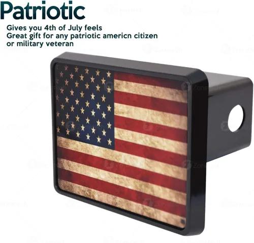 Vista 2 de ZONETECH Cubierta de enganche táctica con logotipo de la bandera estadounidense – Calidad premium gruesa duradera novedad bandera americana enganche