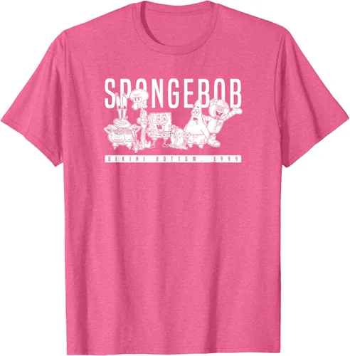 Vista 36 de Bob Esponja Vintage Group Simple Logo Camiseta, Negro