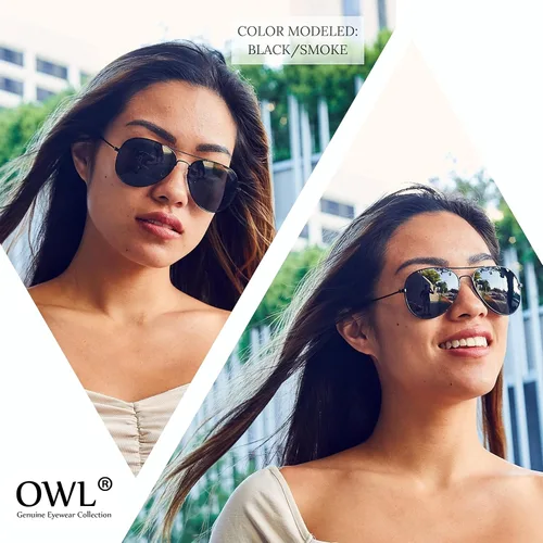 Vista 29 de OWL Paquete de 12 lentes de sol de aviador a granel de metal dorado, plateado, marco negro para hombres y mujeres, gafas de fiesta