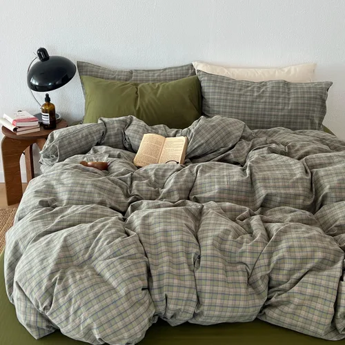 Vista 33 de mixinni Juego de funda de edredón vintage a rayas, tamaño twin, juego de ropa de cama de 3 piezas, 100% algodón lavado, suave y transpirable, funda