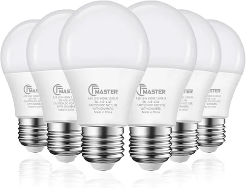 Vista 19 de Bombilla LED A19, bombilla LED equivalente a 75 W, 11 W 2700 K luz blanca cálida, 1100 lúmenes, bombillas no regulables, CRI 85+, sin parpadeo