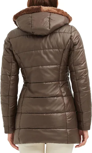 Vista 2 de Abrigo acolchado con capucha de oveja para mujer, gabardina ligera de piel de cordero real