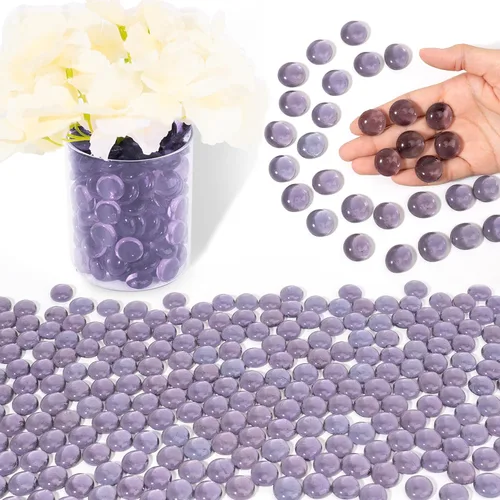 Vista 8 de Cuentas de vidrio para jarrones, cuentas decorativas de 0.97 libras, canicas planas para soporte de flores, manualidades, piedras de Mancala Blanco