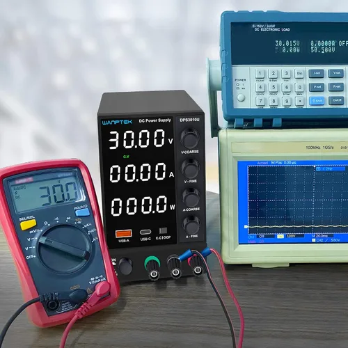 Vista 5 de Fuente de alimentación de CC variable, conmutación ajustable regulada (30 V 0-10A) con codificador grueso y fino perilla de ajustes, banco