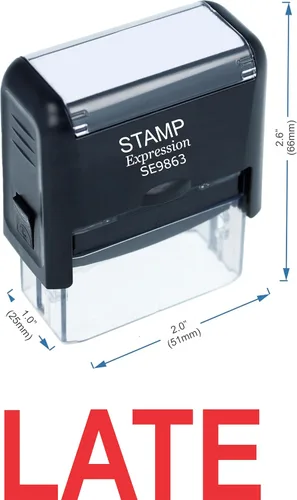 Vista 2 de StampExpression - Sello de goma autoentintado para oficina tardía - Tinta roja (A-5308)