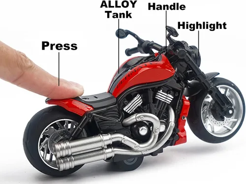 Vista 5 de Juguete de motocicleta para tirar hacia atrás, regalo de moto con iluminación musical, juguetes de motocicleta Wolverine para niños de 3 a 12 años