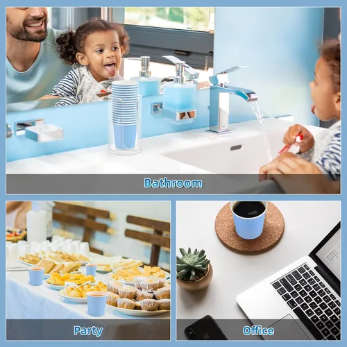Vista 4 de VITVITI Paquete de 30 vasos para enjuague bucal de baño, taza de papel desechable de café de 3.7 onzas, taza pequeña para enjuague bucal/bebidas