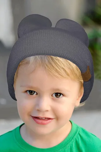 Vista 6 de BASICO Gorro de punto unisex para bebés y niños, con orejas de conejo, con orejas de gato, lindo gorro elástico y cálido