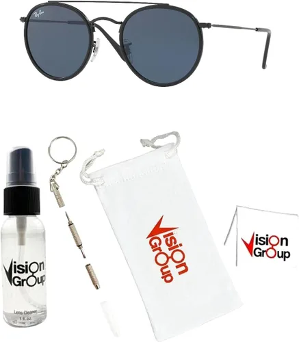 Vista 2 de Ray-Ban RB3647N Double Bridge Round Sunglasses + Vision Group Accessories Bundle