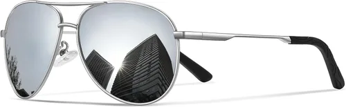 Vista 31 de Gafas de sol polarizadas aviador para hombre y mujer Marco A1-Negro Lente Gris