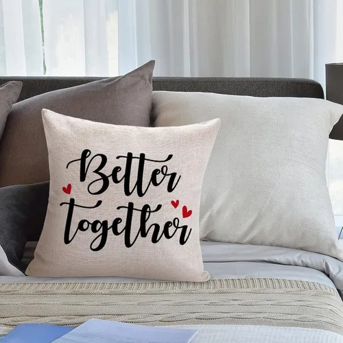 Vista 5 de Better Together - Fundas de almohada de 16 x 16 pulgadas, de lino y algodón, con citas románticas, funda de almohada, regalo del día de San Valentín