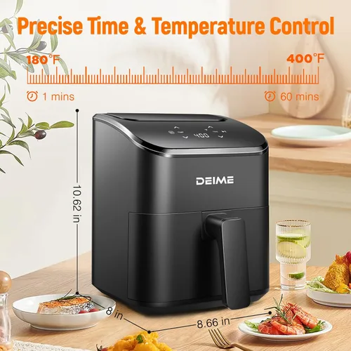 Vista 3 de DEIME - Freidora de aire pequeña digital de 2.8 cuartos de galón, compacta y que ahorra espacio, para hornear, recalentar, asar para comidas rápidas