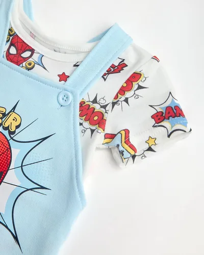 Vista 3 de Disney Conjunto de pantalones cortos para bebé, 2 piezas de Spiderman Mickey Mouse Cars Winnie the Pooh, conjunto corto de camisa corta (0-3M-24M)