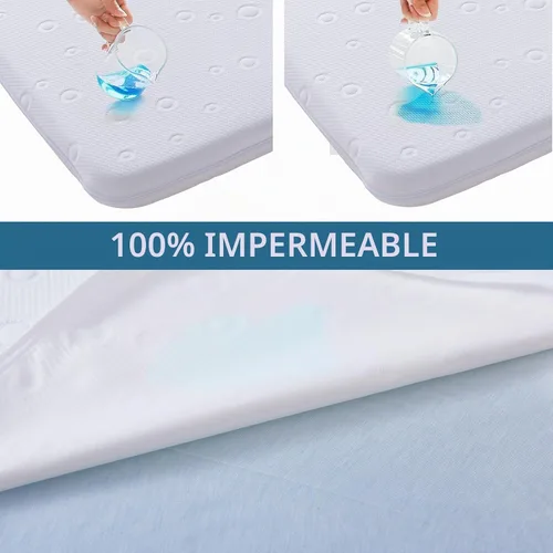 Vista 8 de Colchón de moisés para bebé, 24" x 20.8" x 2" colchón de espuma viscoelástica de gel de doble cara con funda suave transpirable extraíble que se