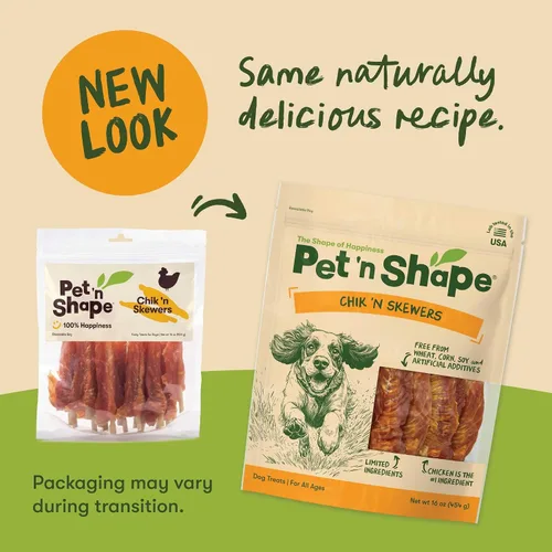 Vista 4 de Pet 'n Shape Chik 'n Skewers - Golosinas masticables de cuero crudo envueltas en pollo para perros, 1 libra