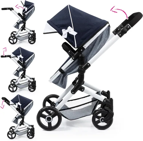 Vista 2 de Bayer Neo Vario Doll Pram & Pushchair - 20.5 in Foldable Reborn Stroller