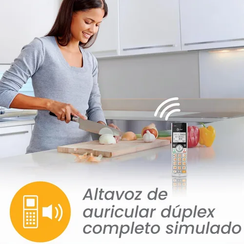 Vista 8 de AT&T CL84107 DECT 6.0 Teléfono expandible con cable/inalámbrico con bloqueador de llamadas inteligente, negro/plata con 1 auricular