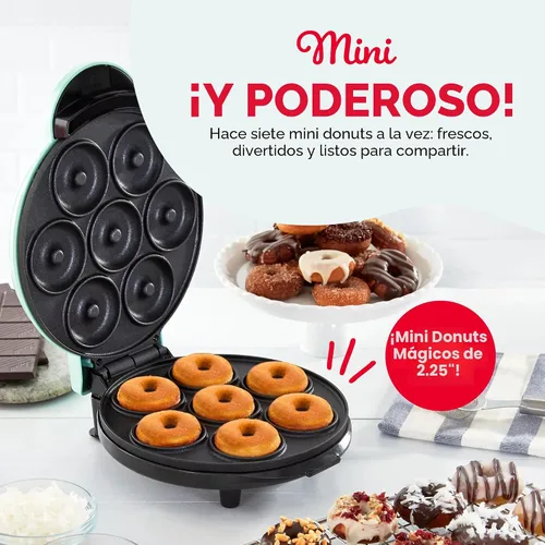 Vista 2 de Dash Express Mini Donut Maker, 7 donas, Aqua Aguamarina