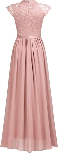 Vista 7 de Miusol Vestido largo formal sin mangas con encaje floral para dama de honor
