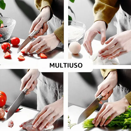 Vista 6 de Tabla de cortar de acero inoxidable para cocina, tabla de cortar resistente (XL, 16.1 pulgadas de largo x 12.6 pulgadas de ancho)
