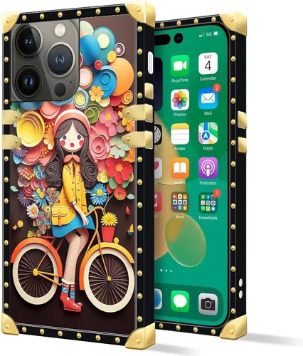 Vista 13 de DAIZAG Funda compatible con iPhone 14 Pro Max, funda de Angel Wings Girl para iPhone 14 Pro Max, decoración de metal de TPU suave a prueba de golpes