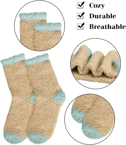 Vista 2 de iCamter 5 pares de calcetines mullidos para mujer, lindos y cálidos calcetines de invierno para mujer