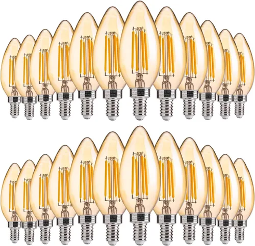 Vista 16 de FLSNT Bombillas LED ámbar para candelabros equivalentes a 40 W, bombillas LED B11 E12, 2200 K blanco cálido, regulable, 330 lm, 96 unidades UL