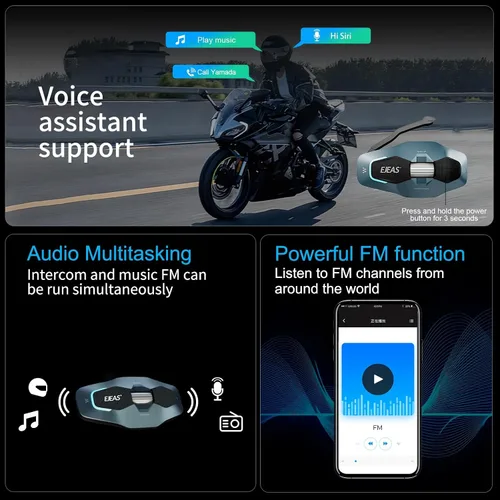 Vista 7 de SolaMr X10 Auriculares Bluetooth para Casco de Motocicleta Altavoces Audífonos, Intercomunicador para Casco de Esquí Sistema de Comunicación