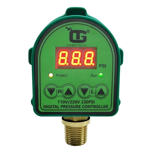 Vista 2 de GamaTech - Interruptor de presión ajustable digital de 110 V/220 V, 10 A/5 A, para bomba de agua y bomba de aire, 1/2 pulgada macho NPT, 0-230 psi