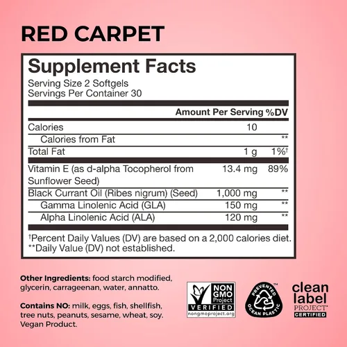 Vista 5 de Fórmula para el pelo y las uñas Red Carpet de HUM, 60 cápsulas blandas vegetarianas