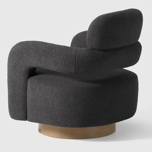 Vista 5 de WestinTrends Alexandria Mid-Century Modern Sherpa - Silla giratoria de barril color gris carbón