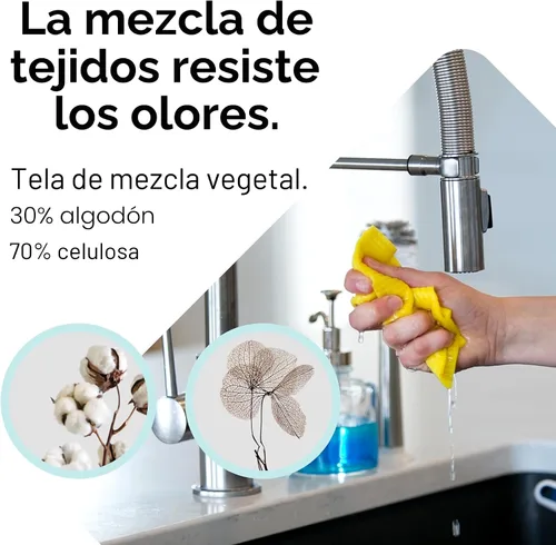 Vista 2 de Paños de esponja de celulosa sueca para platos, paquete de 10 paños de limpieza ecológicos, sin olor, reutilizables, para cocina, absorbente