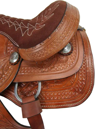 Vista 6 de Jóvenes Western Saddle Niños Trail Placer Caballo Barril Racing Herramientas Tack Set 10 12 13