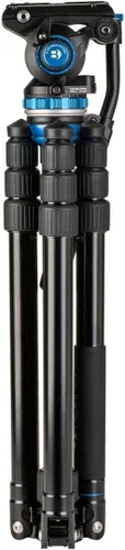 Vista 2 de Benro Aero 6 PRO - Trípode de viaje con monopie con cabezal de video fluido de base plana S6 PRO, 13.2 libras máximo, columna central de nivelación