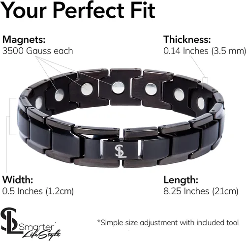 Vista 3 de Elegante pulsera de terapia magnética de titanio para el alivio del dolor causado por la artritis y el túnel carpiano, titanio, PP-UQXN-OHIP