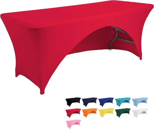 Vista 13 de Jeloris Mantel rectangular de elastano con parte trasera abierta (4 pies, verde) ajustado, lavable, sin arrugas, elástico y elástico para mesa
