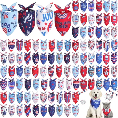 Vista 9 de Chunful - 50 bandanas de verano para perros y mascotas, bufandas triangulares a granel, babero, disfraz de mascota de temporada, traje de gato