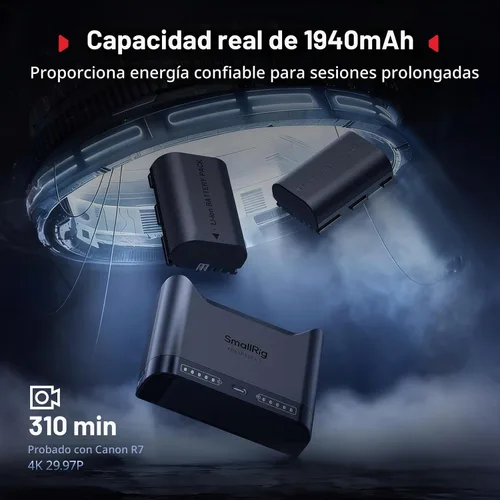 Vista 2 de SMALLRIG LP-E6NH Juego de baterías para Canon, 22.5W doble ranura 2H carga