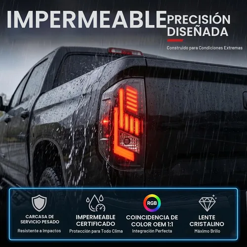 Vista 7 de Luces traseras LED para Toyota Tundra 2014-2021 con señal de giro Lente ahumada con carcasa negra