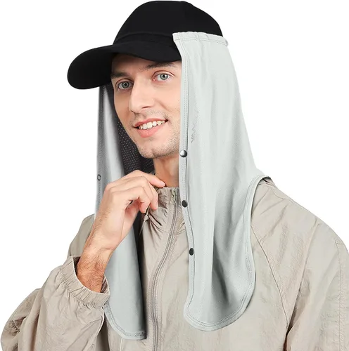 Vista 13 de Protección solar UV ajustable para el cuello, máscara multifuncional de protección solar 2 en 1, complemento de solapa para el cuello para gorras