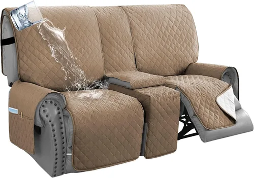 Vista 21 de H.VERSAILTEX Funda impermeable 100% impermeable para sofá biplaza reclinable de 2 piezas, protector de muebles suave y grueso con bolsillos lavables