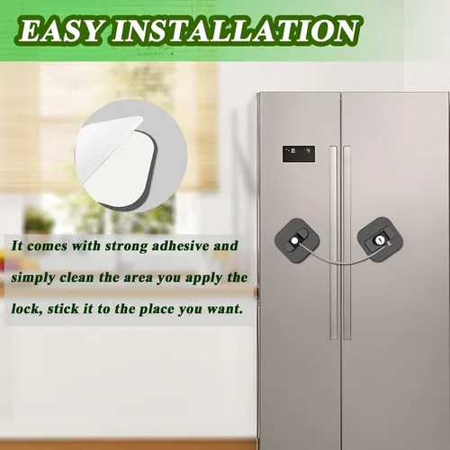Vista 4 de Cerradura para refrigerador con llave, cerraduras para refrigerador, congelador, armarios y cajones, freidora de aire para horno, armarios