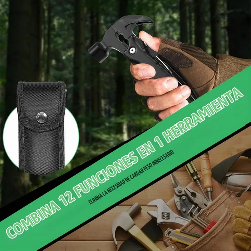 Vista 5 de Regalos para hombres, martillo multiherramienta 12 en 1, negro